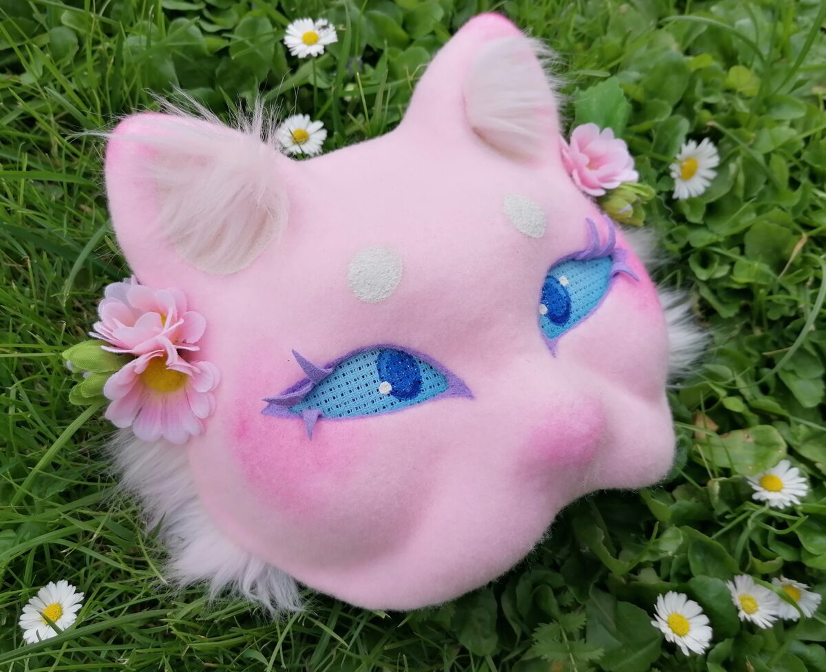 Therian Pink Cat Mask . Therian Gear. Cosplay Cat Mask . Fursuit